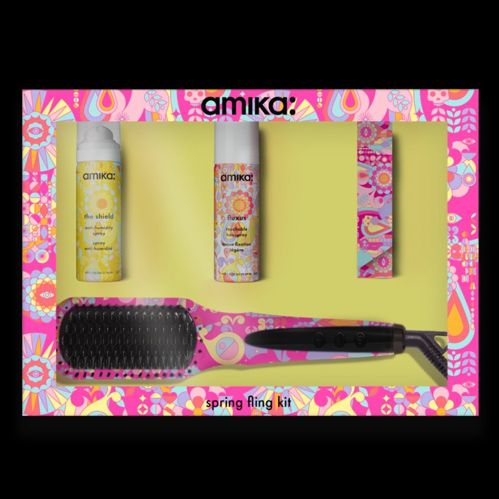 Amika straightening brush giftset shield thermal